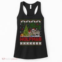 Merry Wolfmas Wolf Christmas Tree Funny Animal Lovers Xmas Women's Tank Top thumb 0