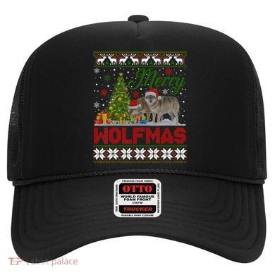 Merry Wolfmas Wolf Christmas Tree Funny Animal Lovers Xmas Hat