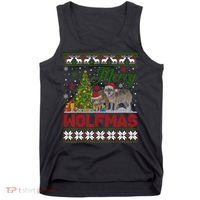 Merry Wolfmas Wolf Christmas Tree Funny Animal Lovers Xmas Tank Top thumb 0
