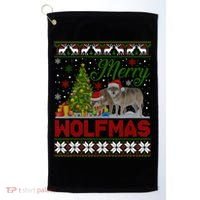 Merry Wolfmas Wolf Christmas Tree Funny Animal Lovers Xmas Golf Towel thumb 0