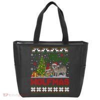 Merry Wolfmas Wolf Christmas Tree Funny Animal Lovers Xmas Tote Bag thumb 0