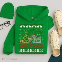 Merry Wolfmas Wolf Christmas Tree Funny Animal Lovers Xmas Hoodie thumb 4