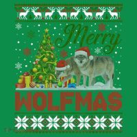 Merry Wolfmas Wolf Christmas Tree Funny Animal Lovers Xmas Sweatshirt thumb 3