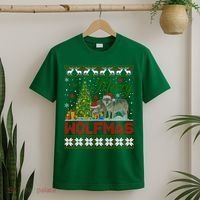 Merry Wolfmas Wolf Christmas Tree Funny Animal Lovers Xmas T-Shirt thumb 2