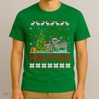 Merry Wolfmas Wolf Christmas Tree Funny Animal Lovers Xmas T-Shirt thumb 3