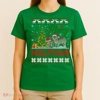 Merry Wolfmas Wolf Christmas Tree Funny Animal Lovers Xmas T-Shirt thumb 4
