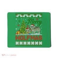 Merry Wolfmas Wolf Christmas Tree Funny Animal Lovers Xmas Mousepad thumb 0
