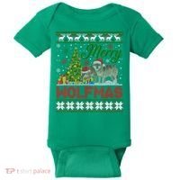 Merry Wolfmas Wolf Christmas Tree Funny Animal Lovers Xmas Baby Bodysuit thumb 0