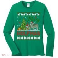 Merry Wolfmas Wolf Christmas Tree Funny Animal Lovers Xmas Women's Long Sleeve Shirt thumb 0