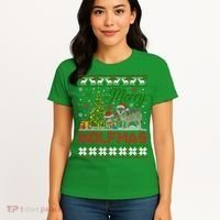 Merry Wolfmas Wolf Christmas Tree Funny Animal Lovers Xmas Women's T-Shirt thumb 4