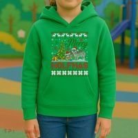 Merry Wolfmas Wolf Christmas Tree Funny Animal Lovers Xmas Kids Hoodie thumb 3