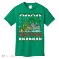 Merry Wolfmas Wolf Christmas Tree Funny Animal Lovers Xmas Kids T-Shirt thumb 0