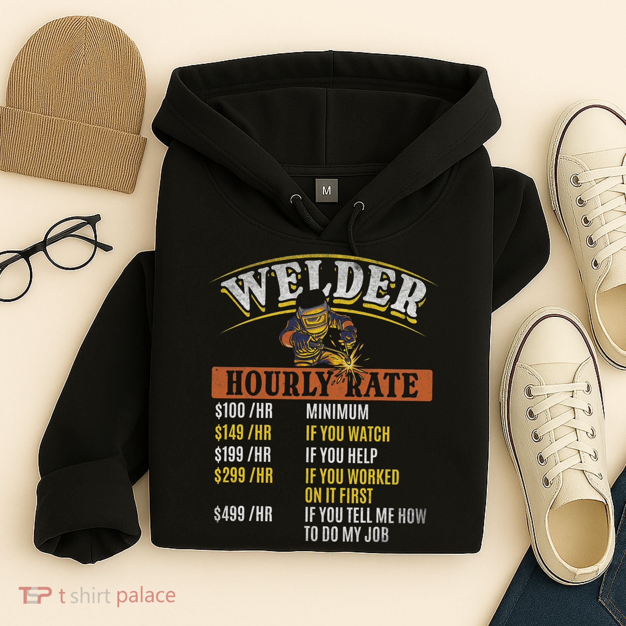 Metal Worker Welding MIG Welder Funny Welder Hourly Rate Hoodie