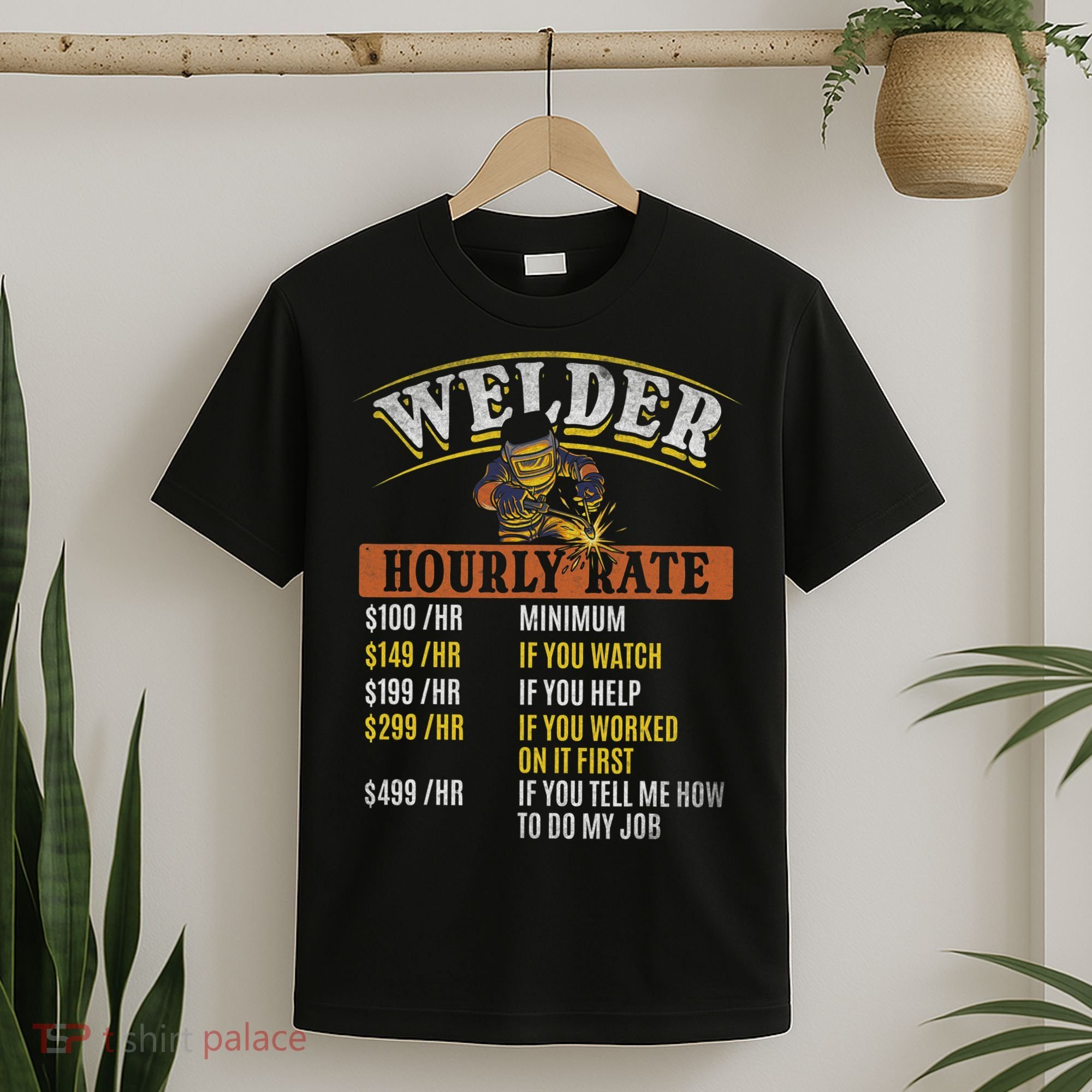 Metal Worker Welding MIG Welder Funny Welder Hourly Rate T-Shirt