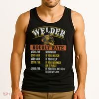 Metal Worker Welding MIG Welder Funny Welder Hourly Rate Tank Top thumb 3
