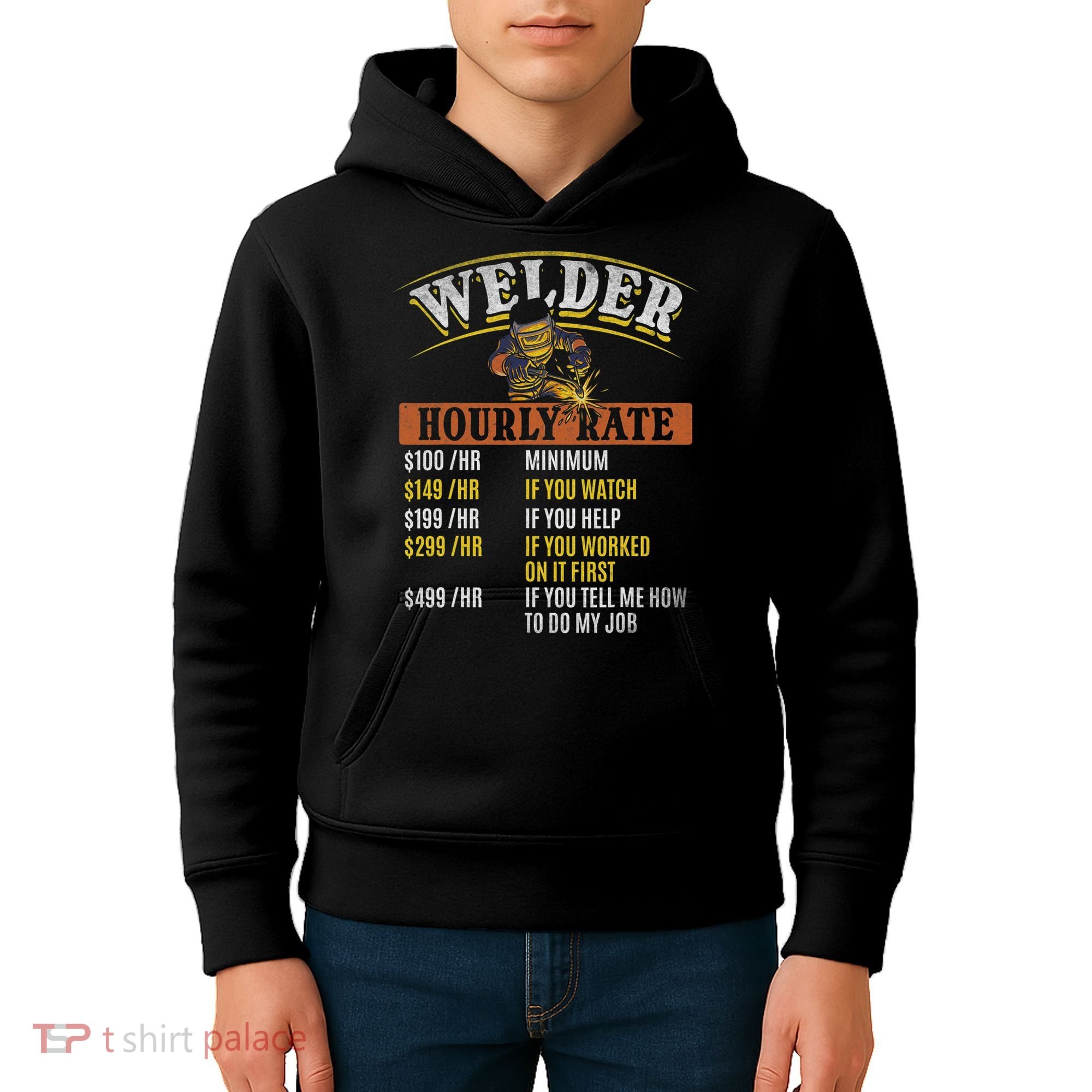 Metal Worker Welding MIG Welder Funny Welder Hourly Rate Kids Hoodie