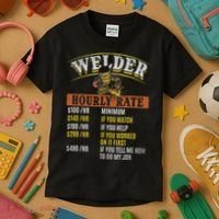 Metal Worker Welding MIG Welder Funny Welder Hourly Rate Kids T-Shirt thumb 3