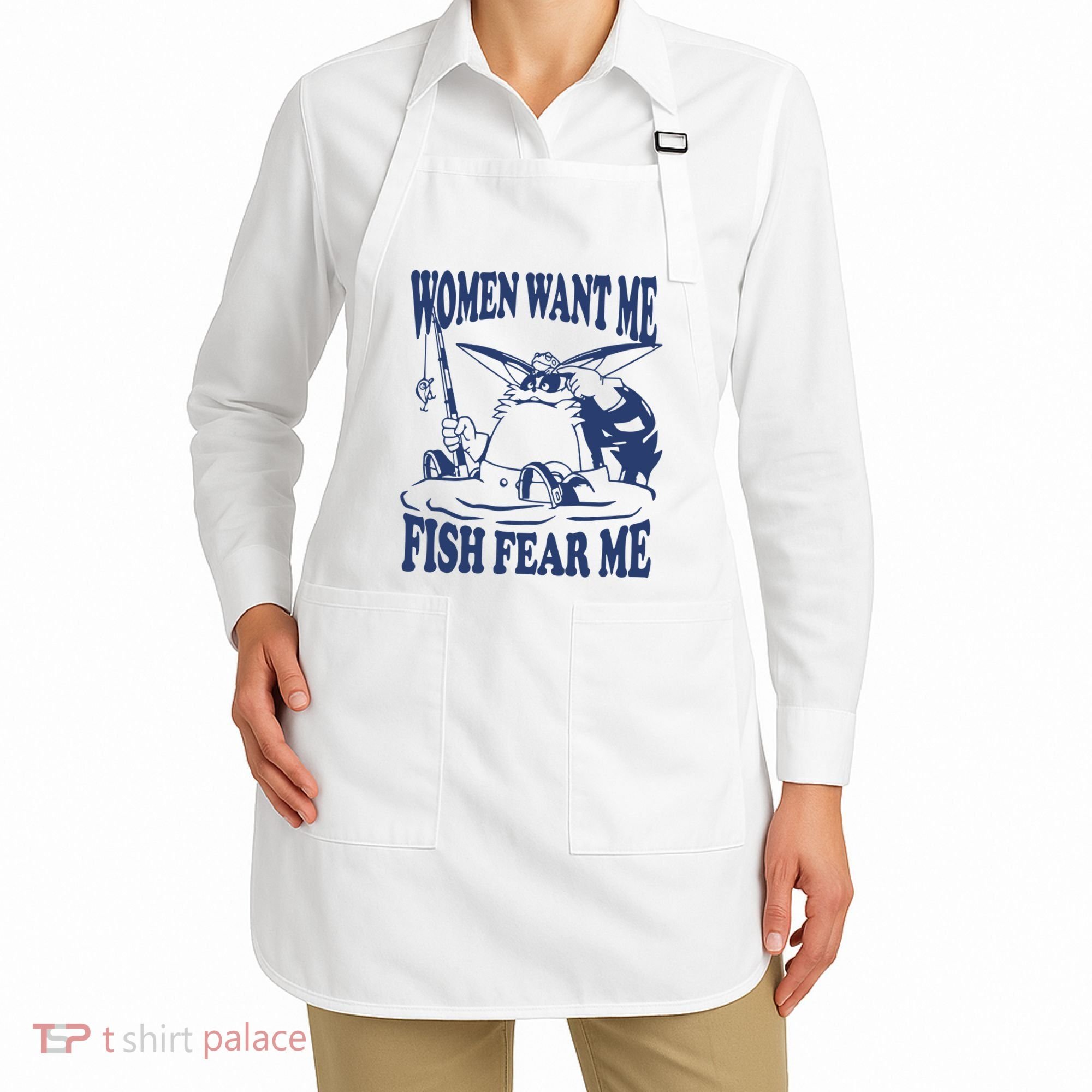 Mamono World Women Want Me Fish Fear Me Apron