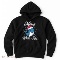Merry Whalemas Whale With Santa Hat Orcas Christmas Puns Hoodie thumb 0