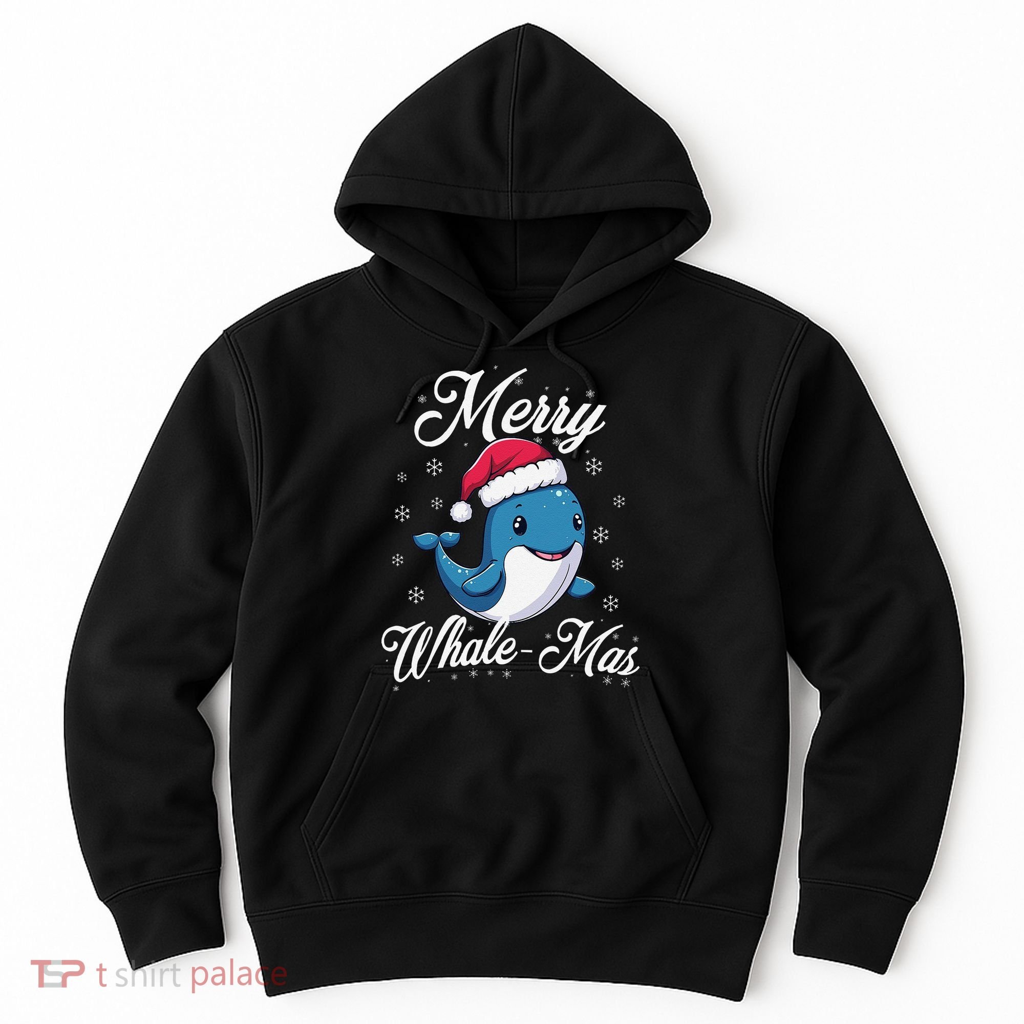 Merry Whalemas Whale With Santa Hat Orcas Christmas Puns Hoodie