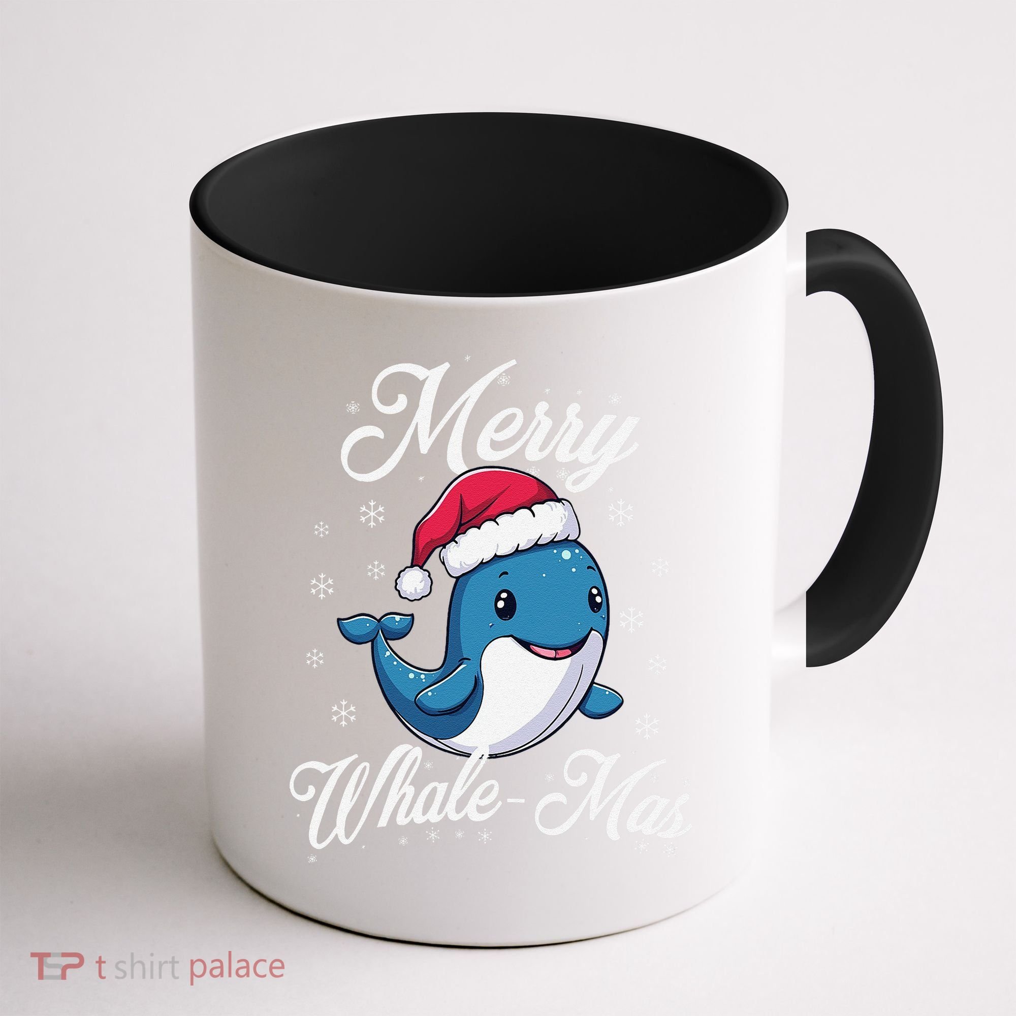 Merry Whalemas Whale With Santa Hat Orcas Christmas Puns Coffee Mug
