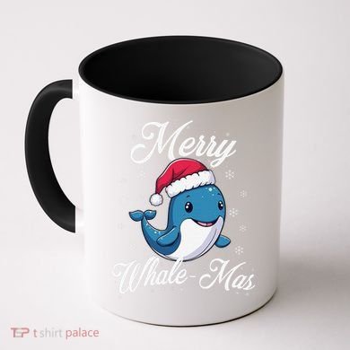 Merry Whalemas Whale With Santa Hat Orcas Christmas Puns Coffee Mug
