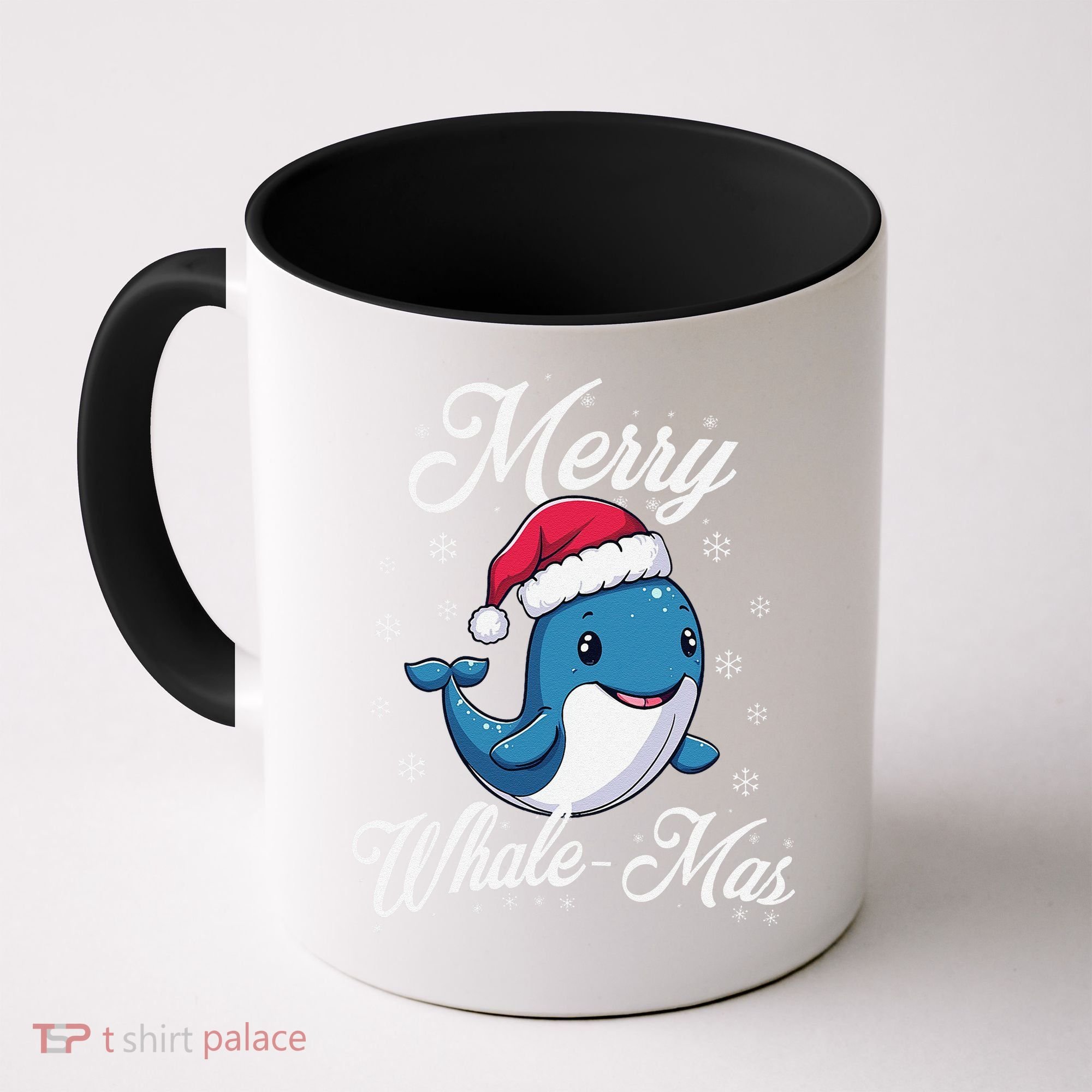 Merry Whalemas Whale With Santa Hat Orcas Christmas Puns Coffee Mug