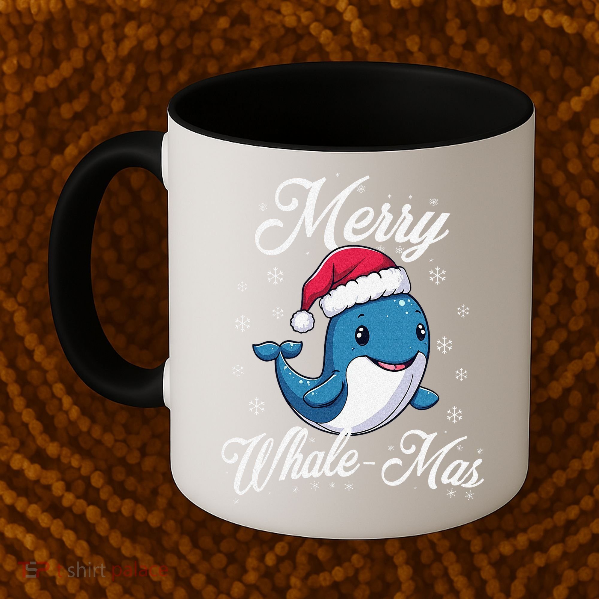 Merry Whalemas Whale With Santa Hat Orcas Christmas Puns Coffee Mug