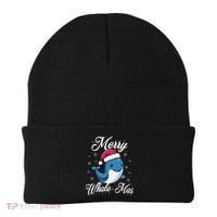 Merry Whalemas Whale With Santa Hat Orcas Christmas Puns Beanie thumb 0