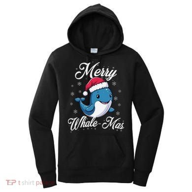 Merry Whalemas Whale With Santa Hat Orcas Christmas Puns Women's Hoodie