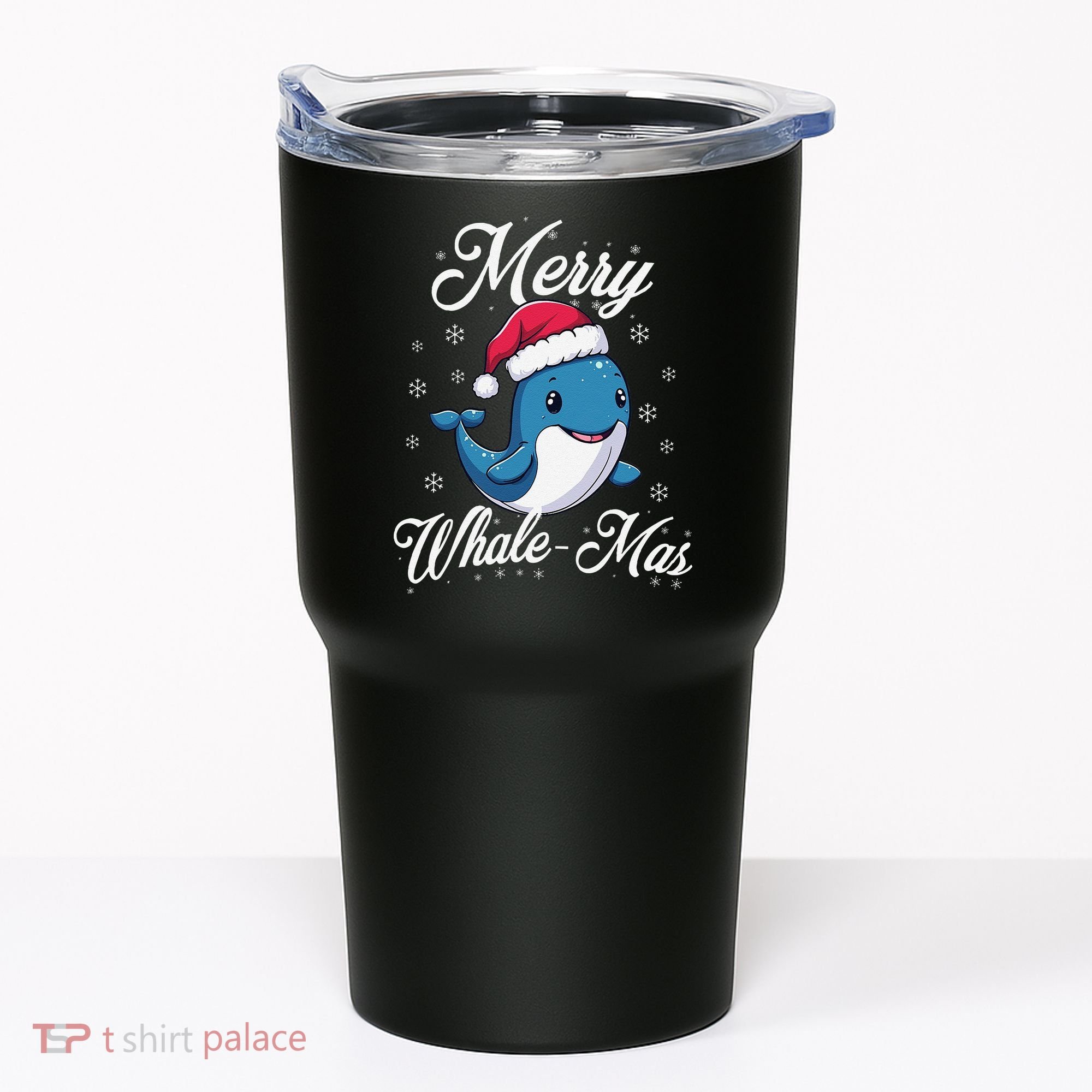 Merry Whalemas Whale With Santa Hat Orcas Christmas Puns Tumbler