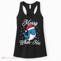 Merry Whalemas Whale With Santa Hat Orcas Christmas Puns Women's Tank Top thumb 0