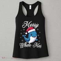 Merry Whalemas Whale With Santa Hat Orcas Christmas Puns Women's Tank Top thumb 3