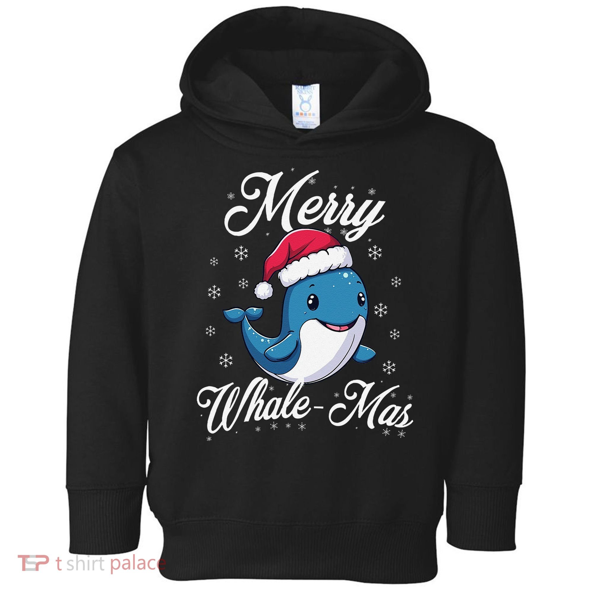 Merry Whalemas Whale With Santa Hat Orcas Christmas Puns Toddler Hoodie