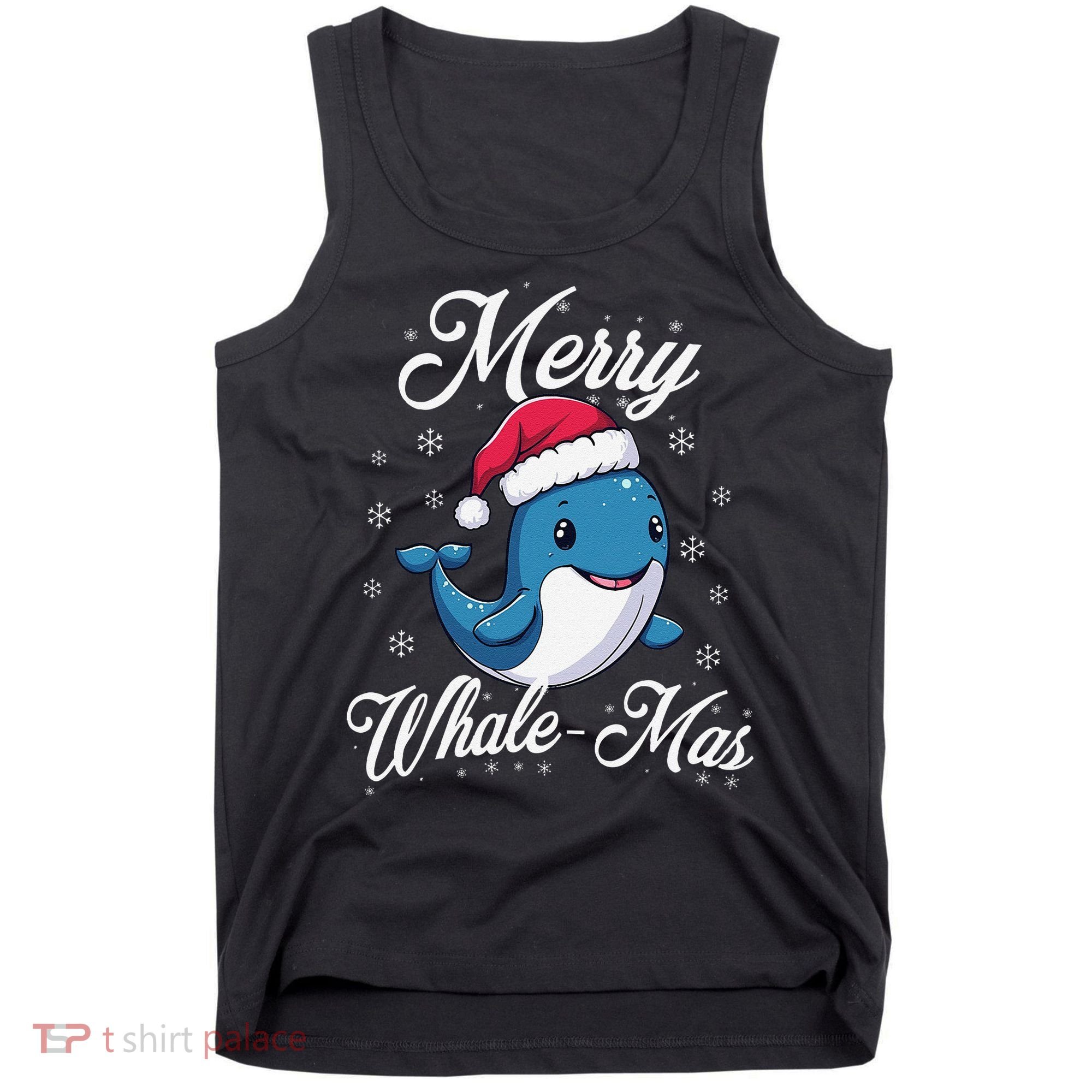 Merry Whalemas Whale With Santa Hat Orcas Christmas Puns Tank Top