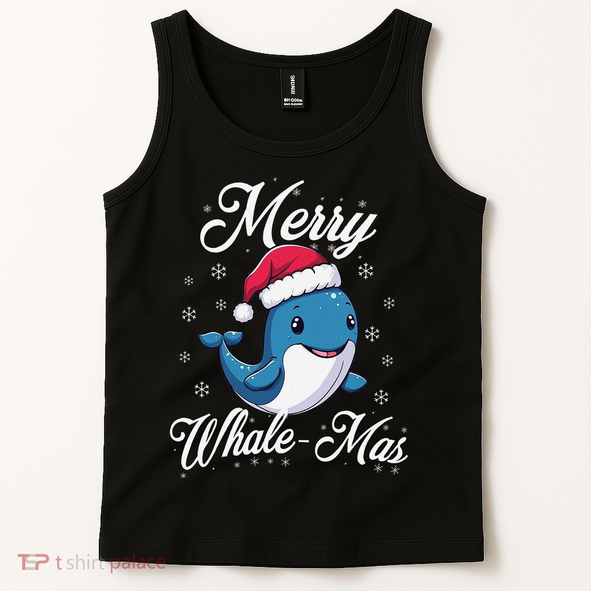 Merry Whalemas Whale With Santa Hat Orcas Christmas Puns Tank Top