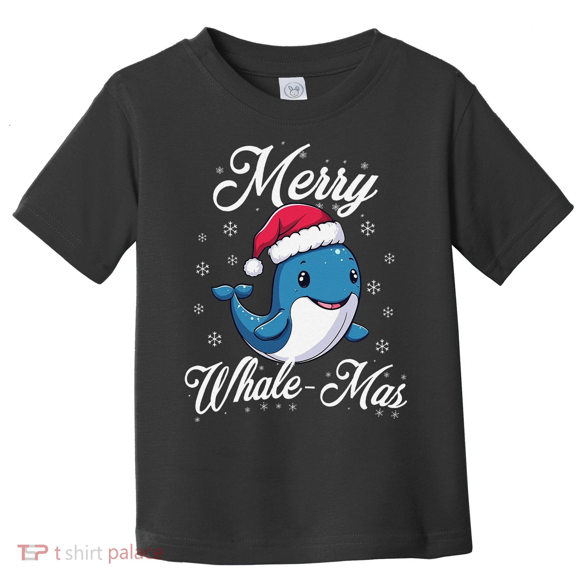 Merry Whalemas Whale With Santa Hat Orcas Christmas Puns Toddler T-Shirt