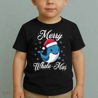Merry Whalemas Whale With Santa Hat Orcas Christmas Puns Toddler T-Shirt thumb 2