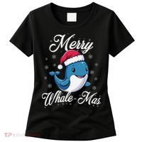 Merry Whalemas Whale With Santa Hat Orcas Christmas Puns Women's T-Shirt thumb 0