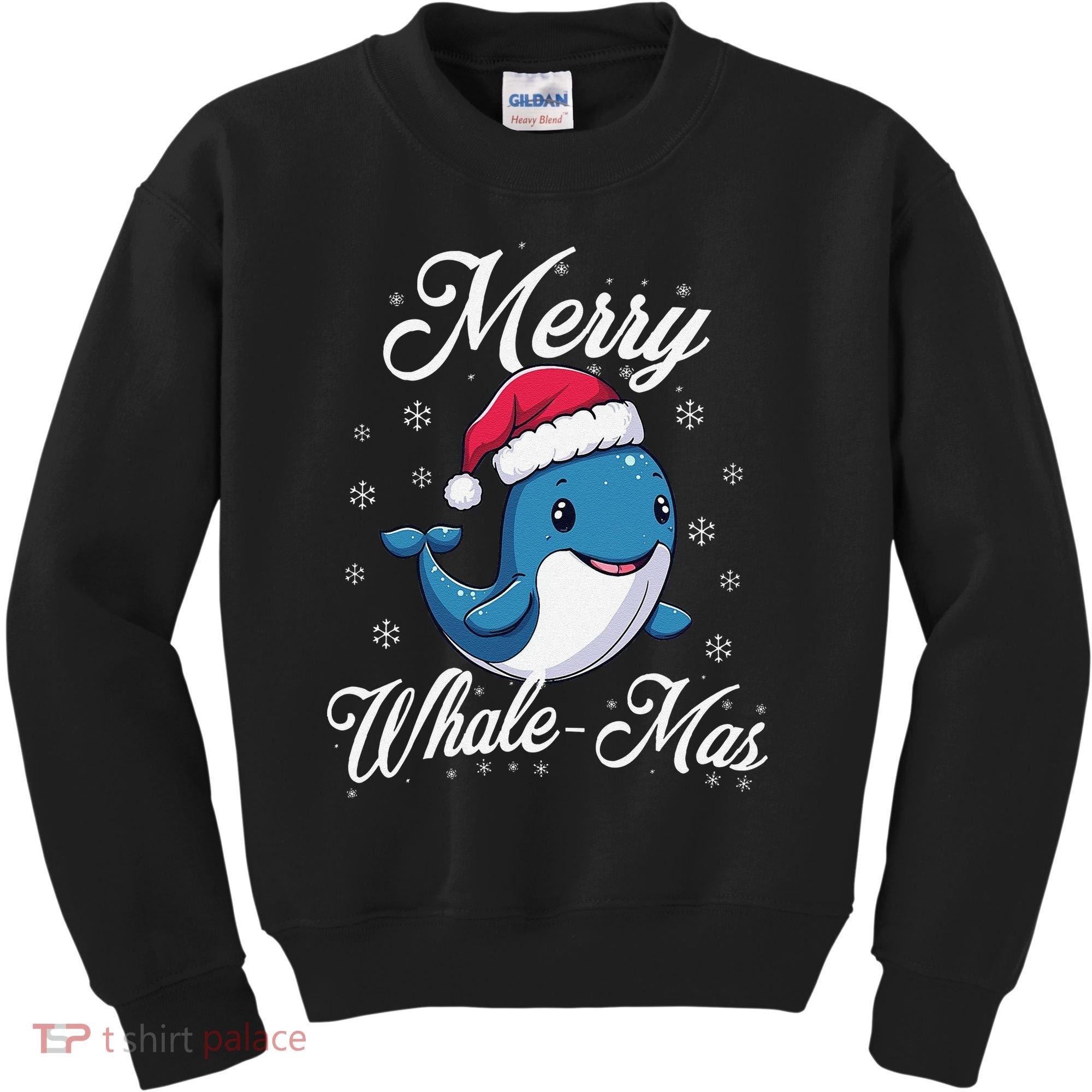 Merry Whalemas Whale With Santa Hat Orcas Christmas Puns Kids Sweatshirt