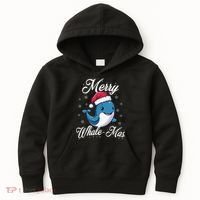Merry Whalemas Whale With Santa Hat Orcas Christmas Puns Kids Hoodie thumb 0