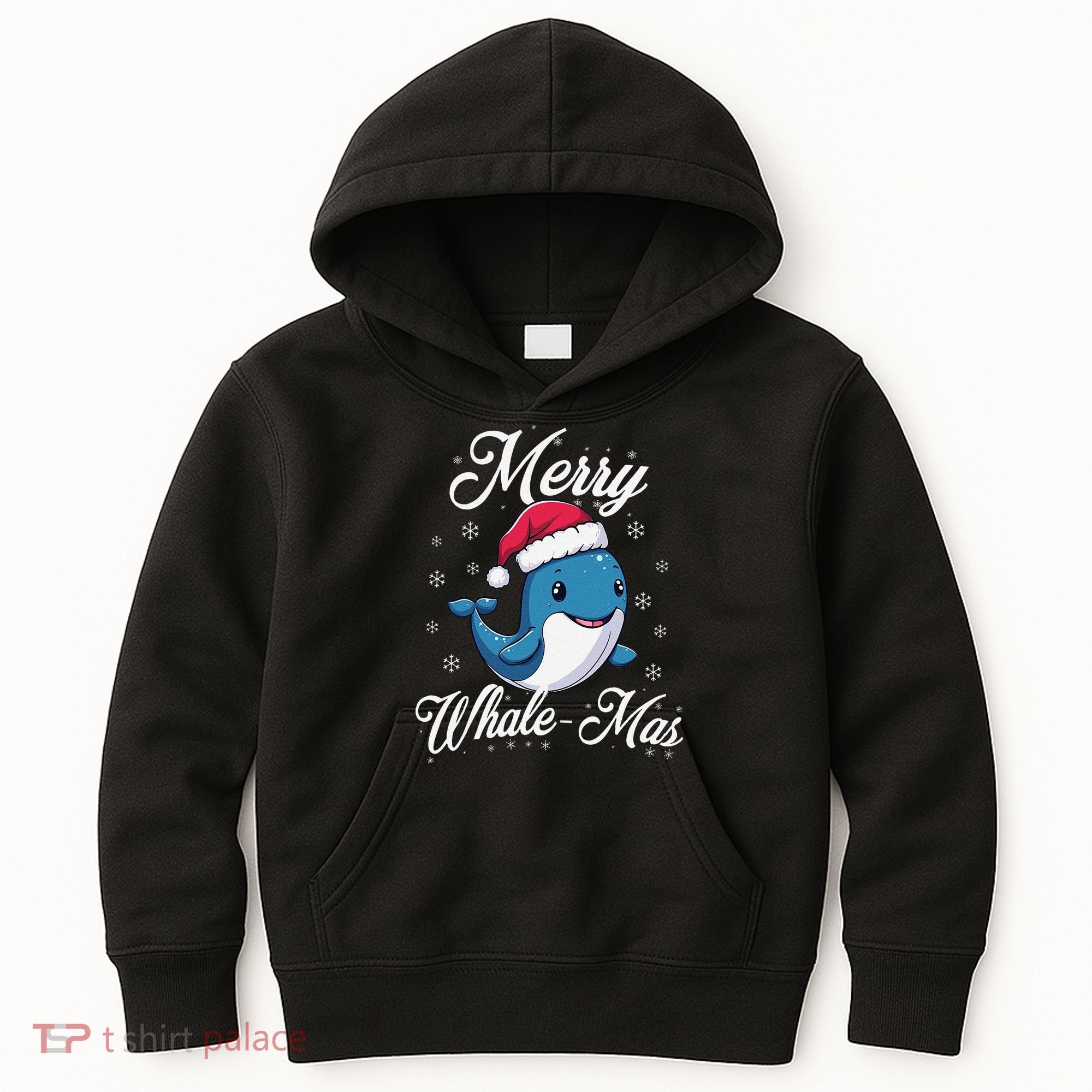 Merry Whalemas Whale With Santa Hat Orcas Christmas Puns Kids Hoodie