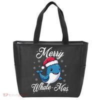 Merry Whalemas Whale With Santa Hat Orcas Christmas Puns Tote Bag thumb 0