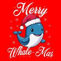 Merry Whalemas Whale With Santa Hat Orcas Christmas Puns Santa Hat thumb 1