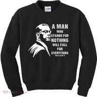Malcolm X A Man Who Stands For Nothing Will Fall For Black History Month Kids Sweatshirt thumb 0