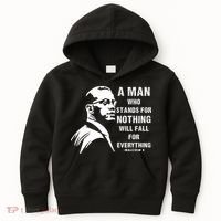 Malcolm X A Man Who Stands For Nothing Will Fall For Black History Month Kids Hoodie thumb 0