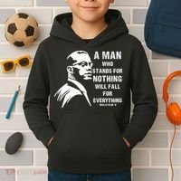 Malcolm X A Man Who Stands For Nothing Will Fall For Black History Month Kids Hoodie thumb 2