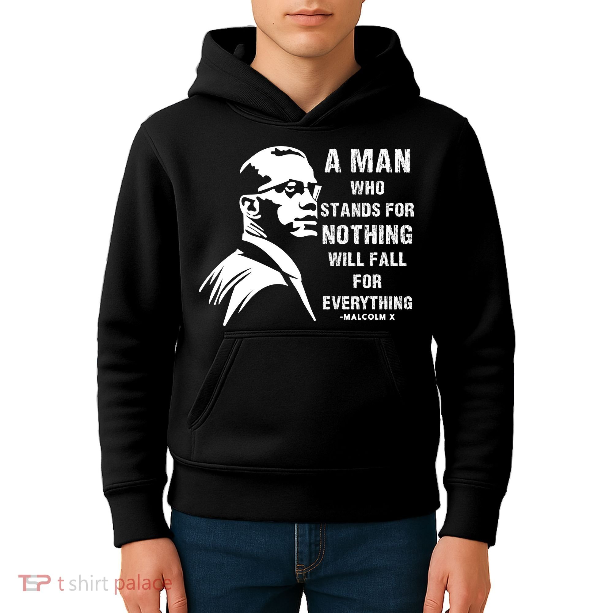 Malcolm X A Man Who Stands For Nothing Will Fall For Black History Month Kids Hoodie