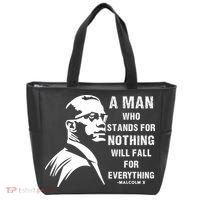 Malcolm X A Man Who Stands For Nothing Will Fall For Black History Month Tote Bag thumb 0