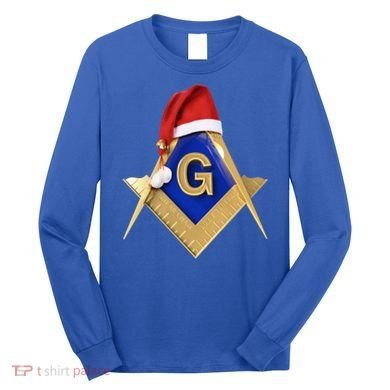 Masonic Xmas Christmas SantaS Hat Freemason Gift Long Sleeve Shirt